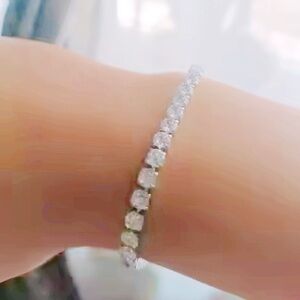 Sterling Silver~3.5mm Wide~Round Zircon Diamond Tennis Bracelet!